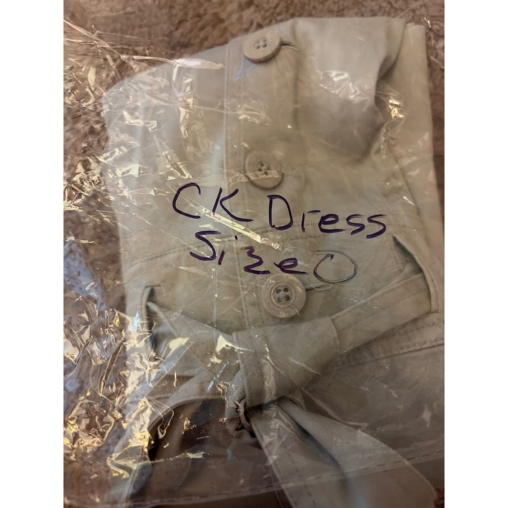 Calvin Klein Women's Khaki Button Front Belted Safari Sheath Dress Sz XS - Picture 10 of 10